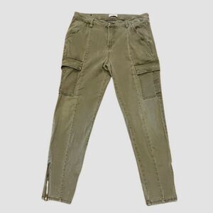 Kensie Cargo Pants Olive Green Utility Jogger Zip‎ Hem Casual Minimalist Street
